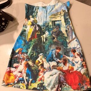 Funky printed strapless mini dress